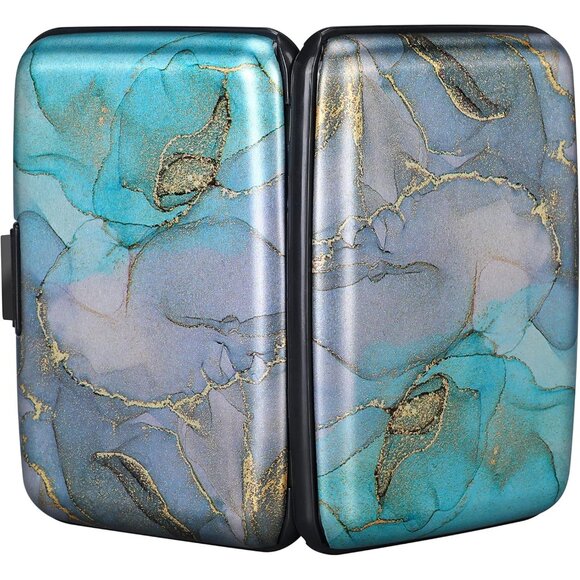 Wallet Credit Cards Holder Blue Purple Marble - Picture 3 of 7